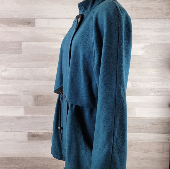 Vintage Spencer Douglas Dark Teal, Black Trim Wool Mid Length Winter Coat Large - Picture 10 of 16